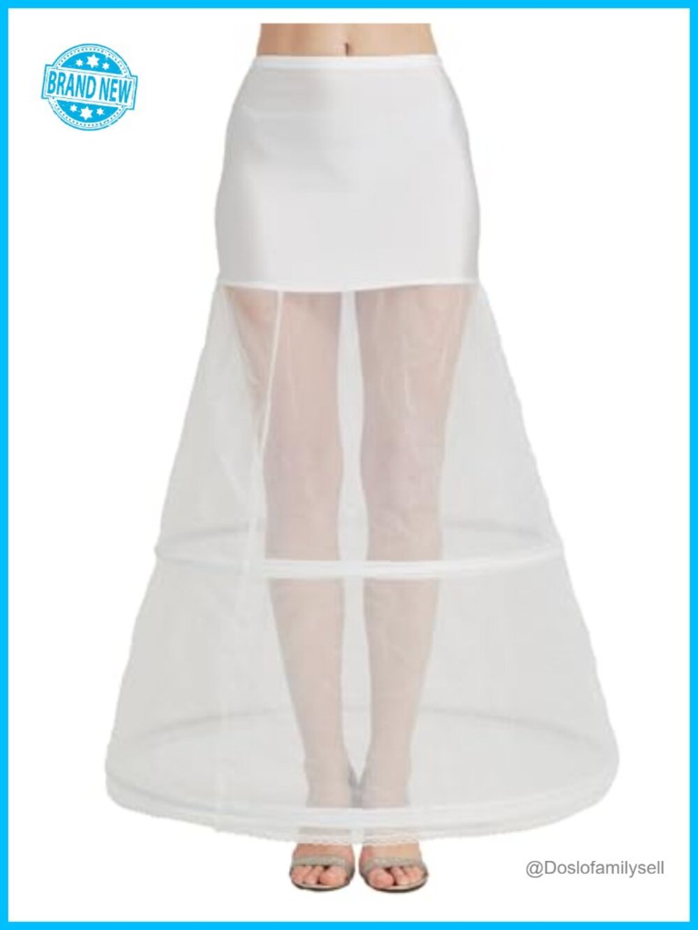 A-Line Full Gown Petticoat Floor Length Bridal Slip with 2 Hoops Tulle